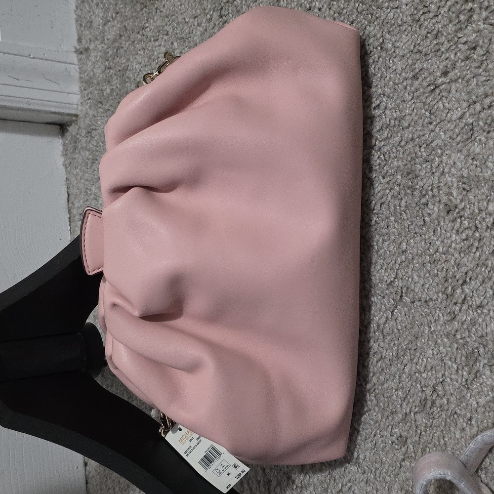 Michael Kors Small Nola Chain Clutch Shoulder Crossbody Bag Smokey Rose Pink - Picture 5 of 16